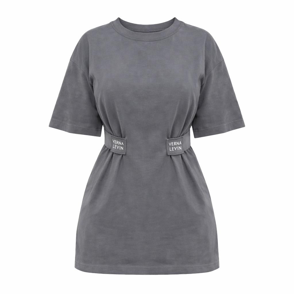 VERNA LEVIN | Signature Belted Oversized T-Shirt - Anthracite⁠