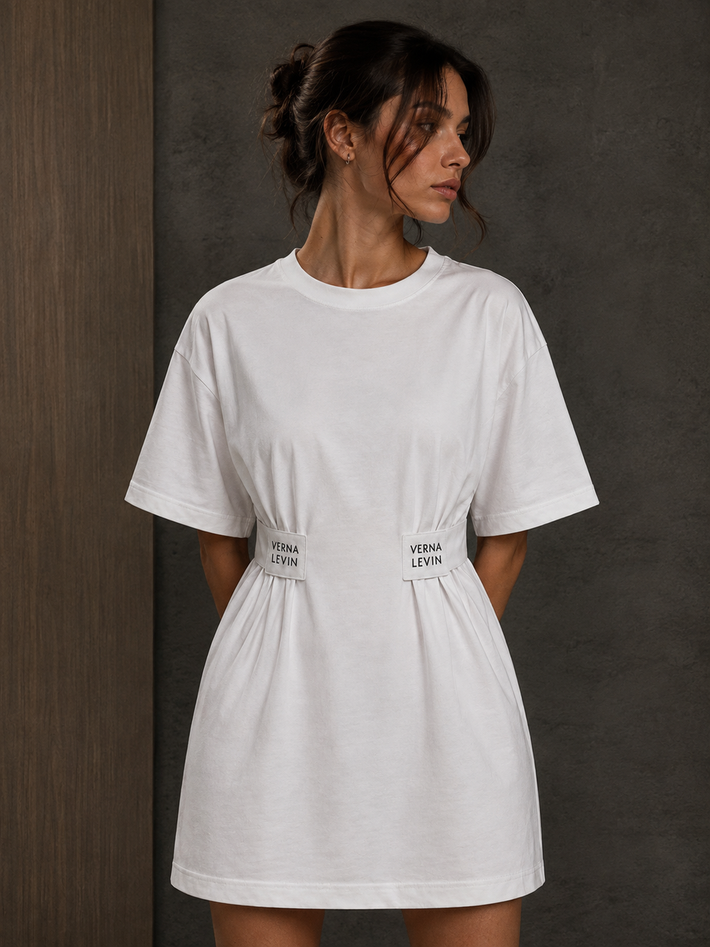 VERNA LEVIN | Signature Belted Oversized T-Shirt - White (Ön Sipariş)⁠
